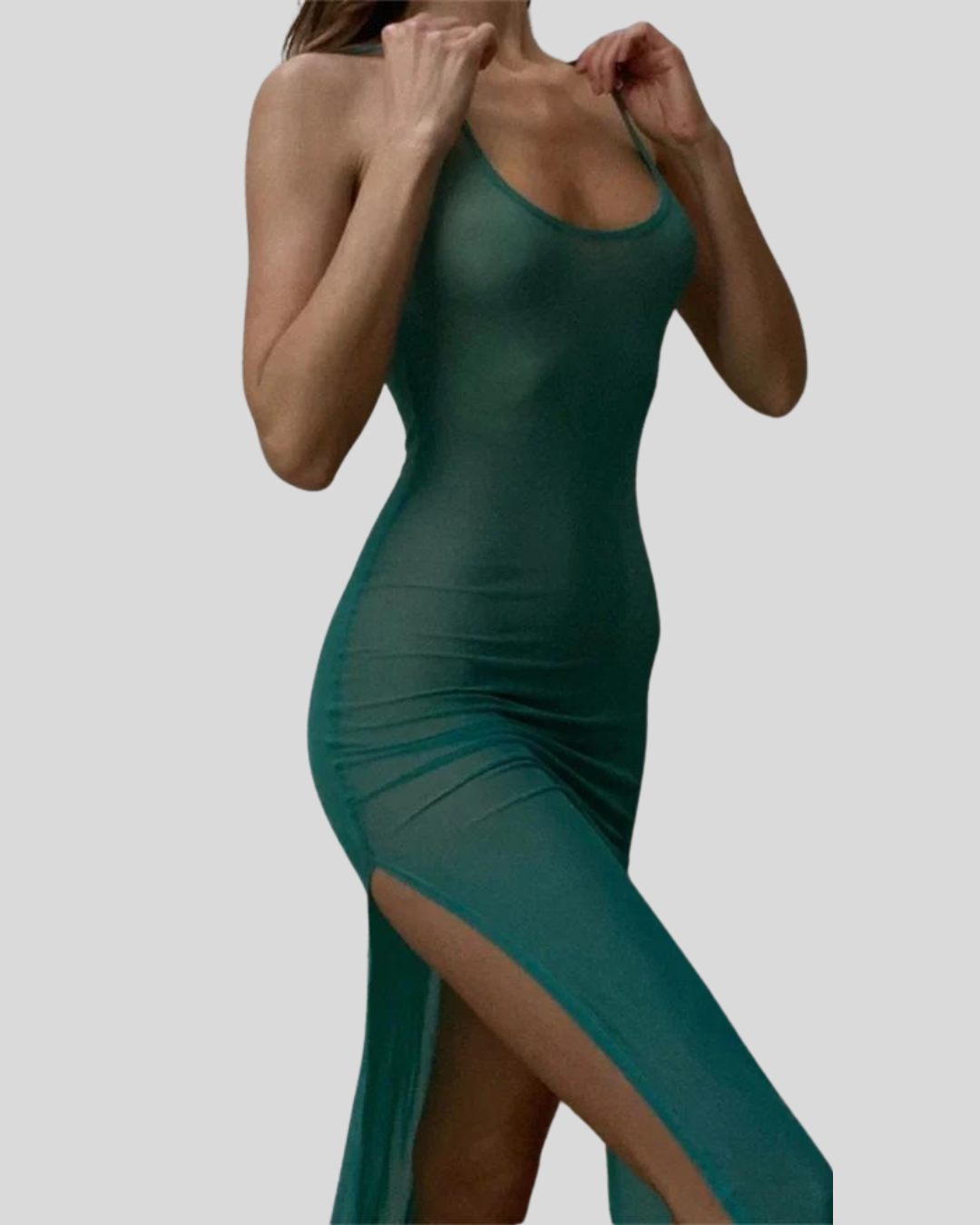 CHRONSTYLE See Through Mesh Long Maxi Dress