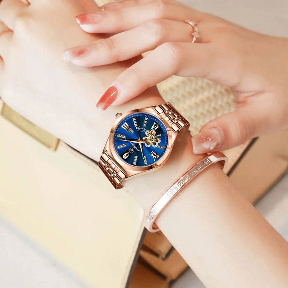 POEDAGAR Luxury Wine Red Quartz Girlfriend Watch Gift