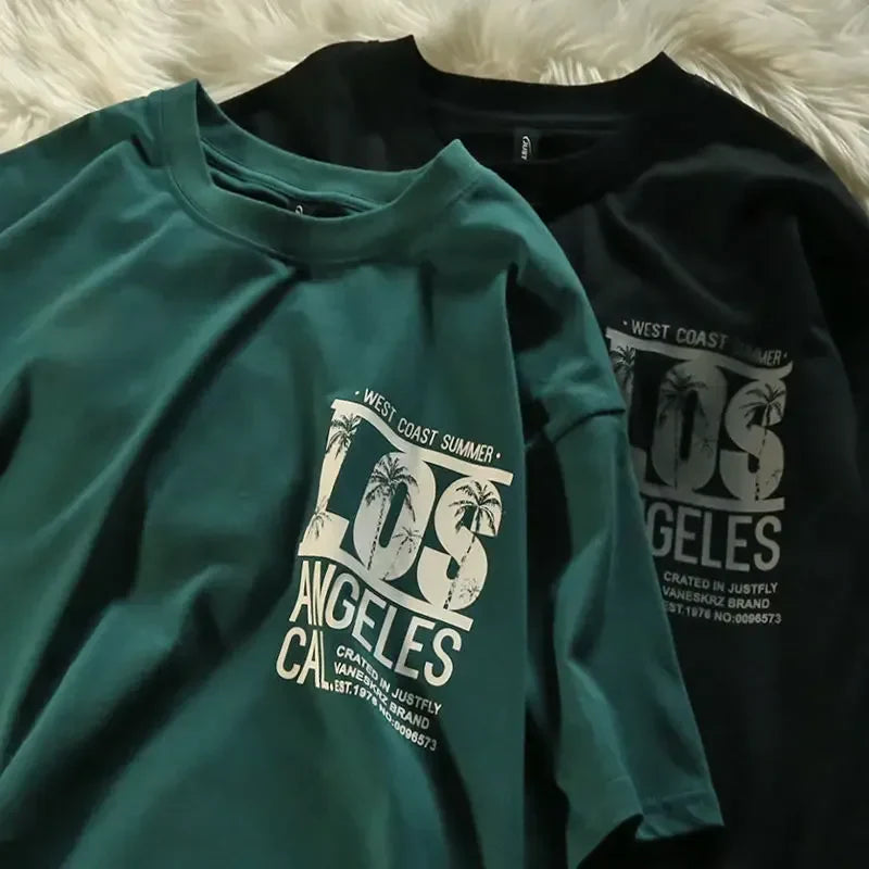 LOS retro Summer Short-Sleeved Women's Green T-Shirt