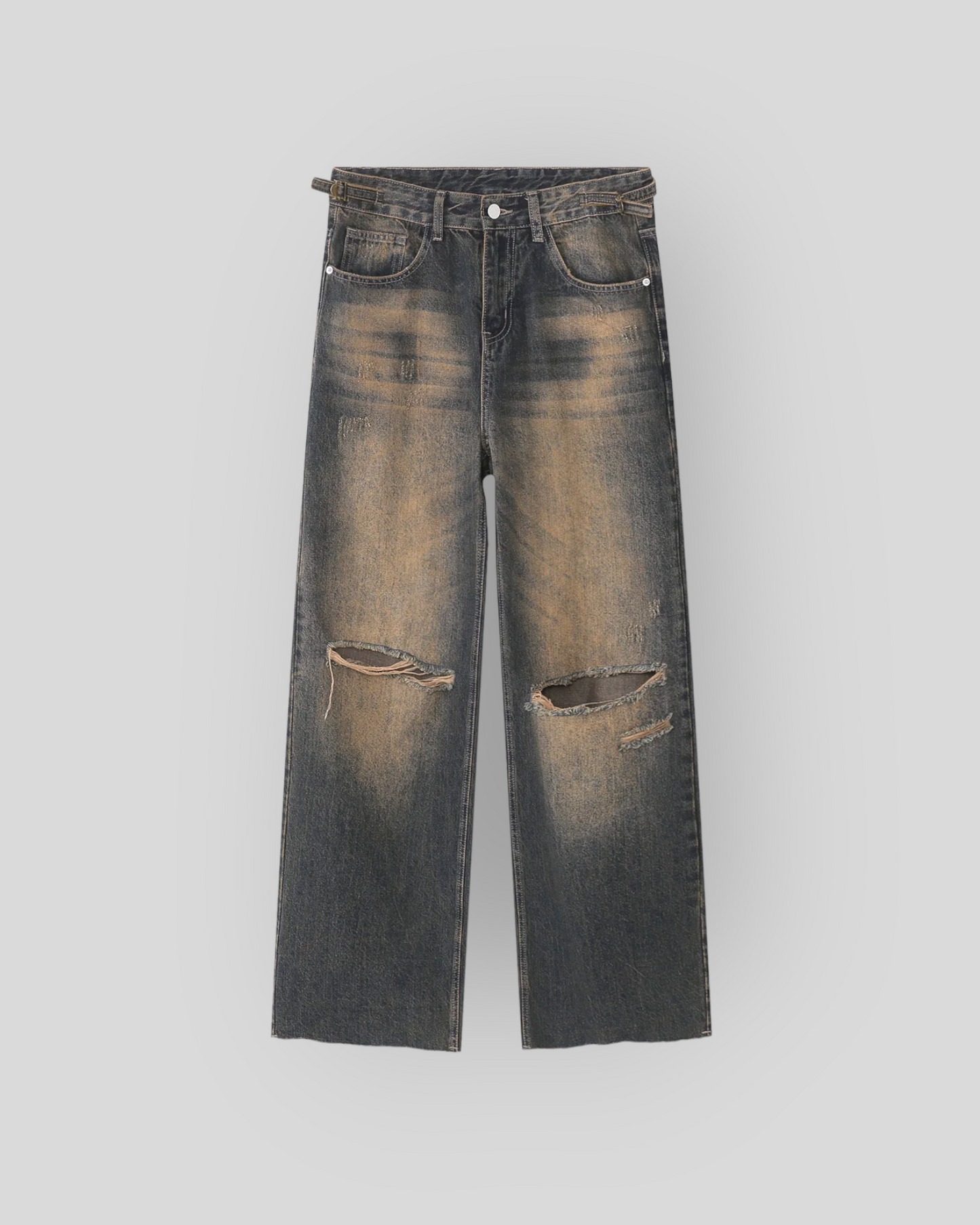 Men's Vintage Blue Denim Baggy Jeans, Wide Legs