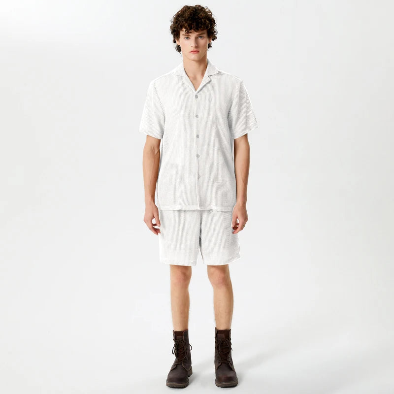 INCERUN Transparent Shirt & Short Set, White