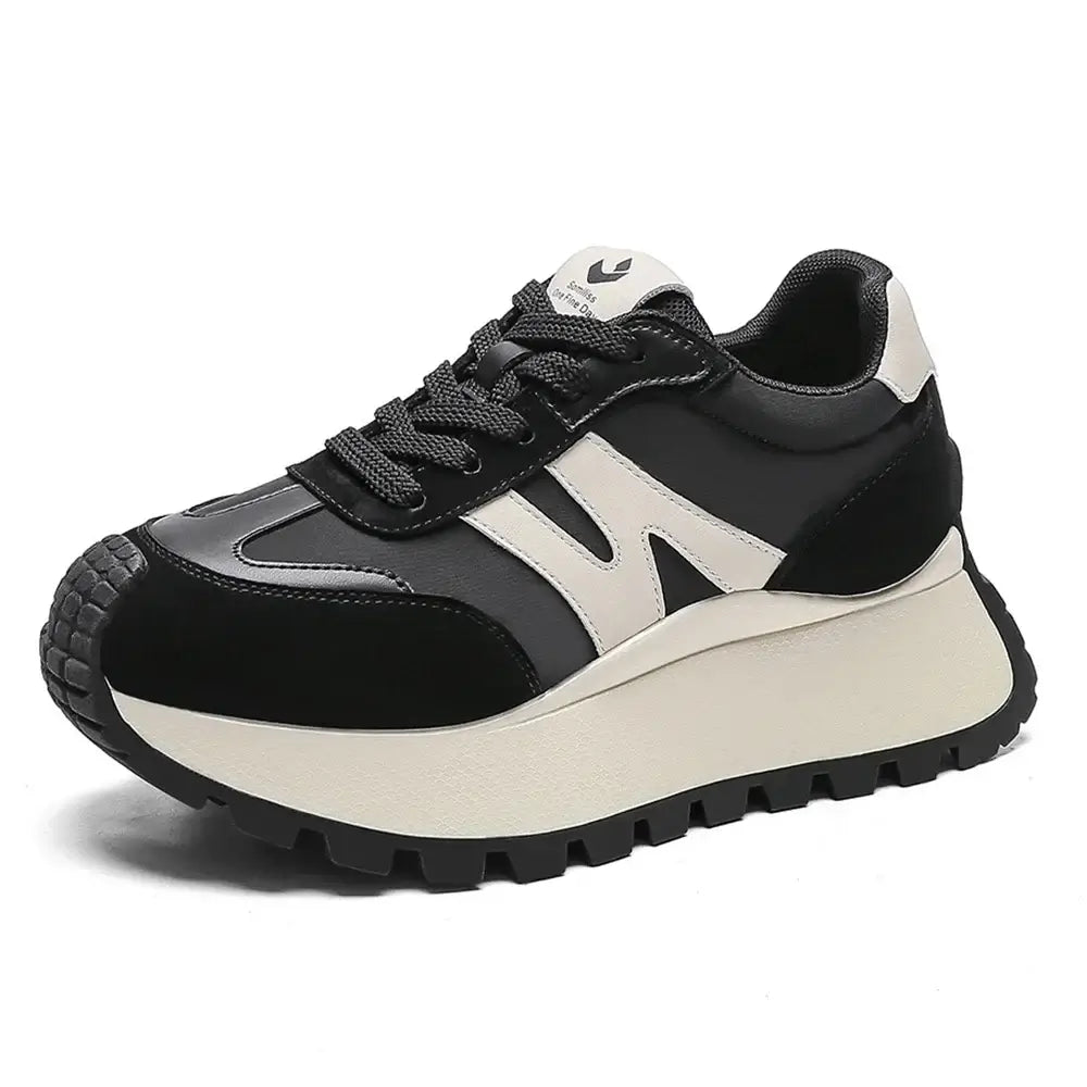 SOMILISS Women Platform Sneakers Pig Sude Satin Cloth Patchwork Lace-Up Round Toe Ladies Casual Sneakers Designer Brand Shoes