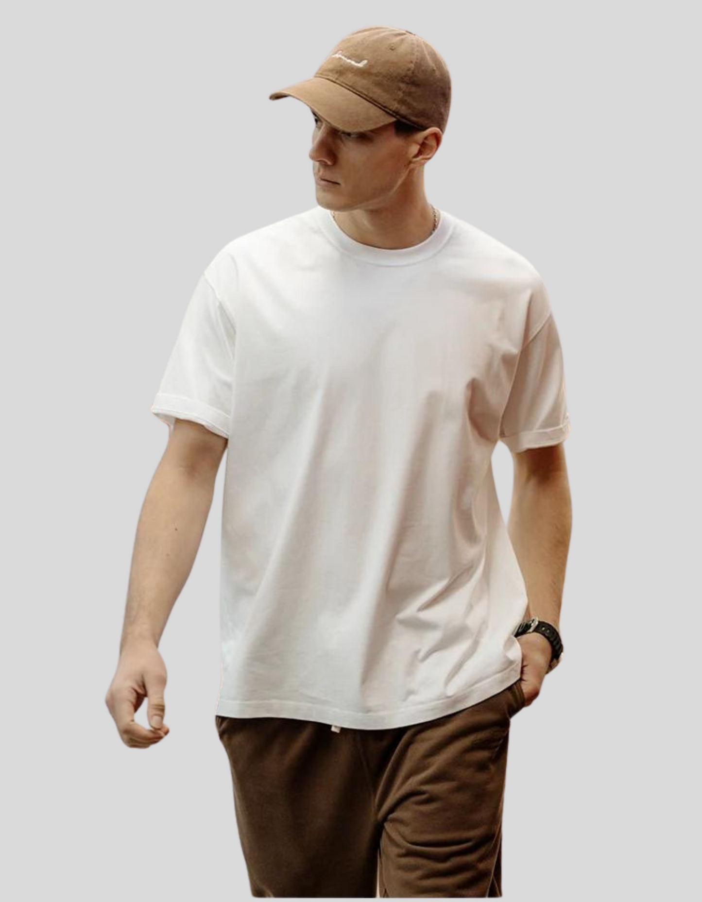 SIMWOOD Men's Green Drop Sleeve 250g T-shirt 100% Cotton