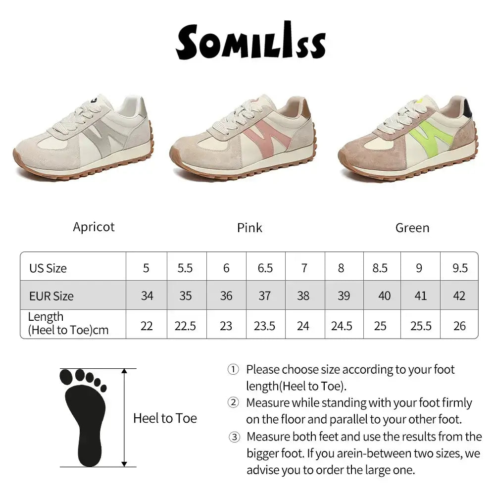 SOMILISS Pink Wide Toe Box Microfiber Leather Sneakers