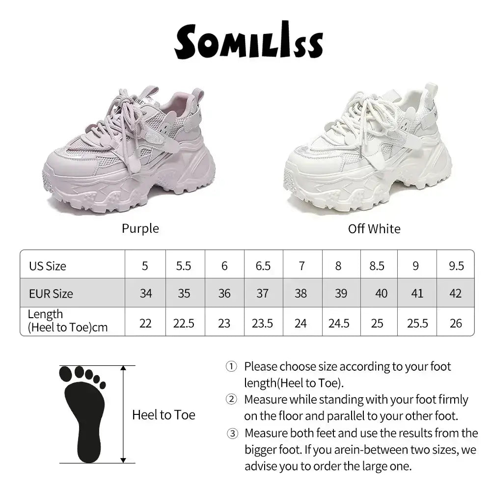 SOMILISS White Chunky Microfiber Leather Shoes