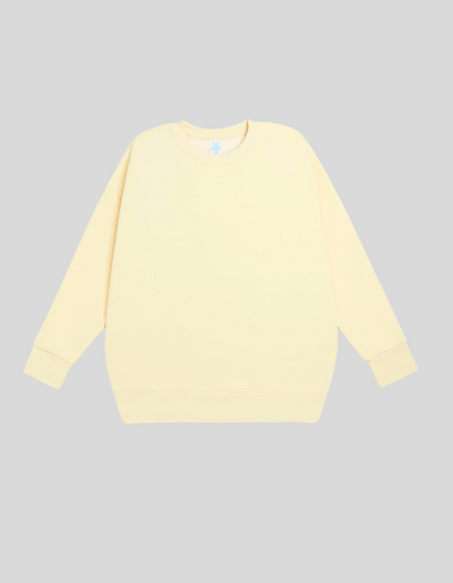 INFLATION Thick Fleece Sweatshirt, Loose Crew Neck | Apricot, Green