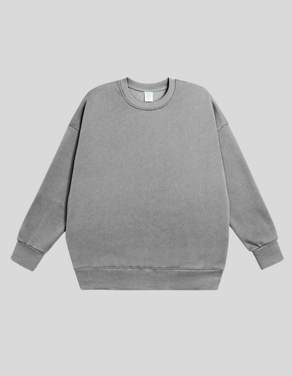 INFLATION Thick Fleece Sweatshirt, Loose Crew Neck | Grey, Blue