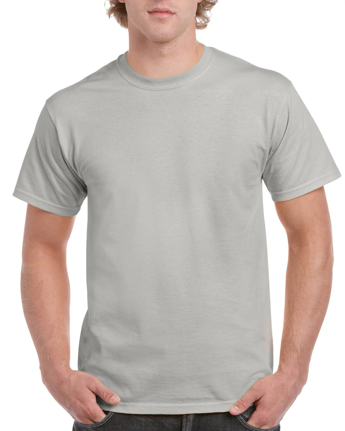 Gildan Men's 63000 Short Sleeve Soft Style Cotton T-Shirt. Light Gray, Dark Gray