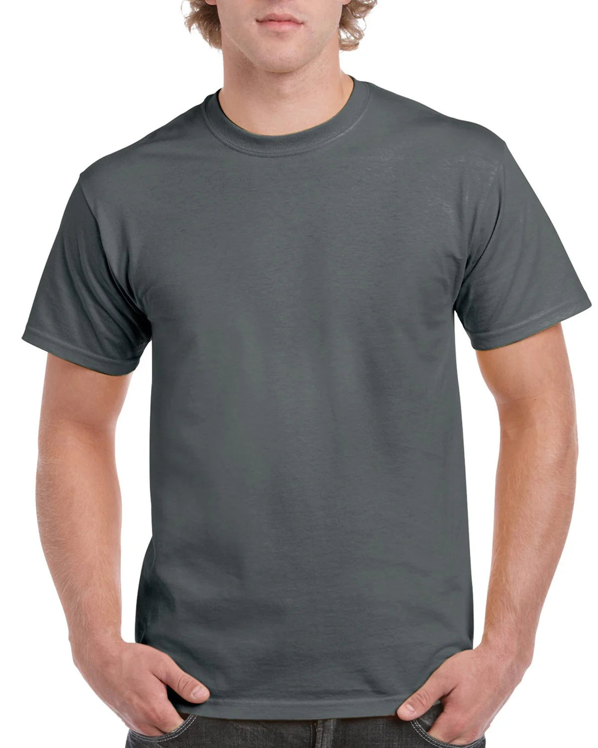 Gildan Men's 63000 Short Sleeve Soft Style Cotton T-Shirt. Light Gray, Dark Gray