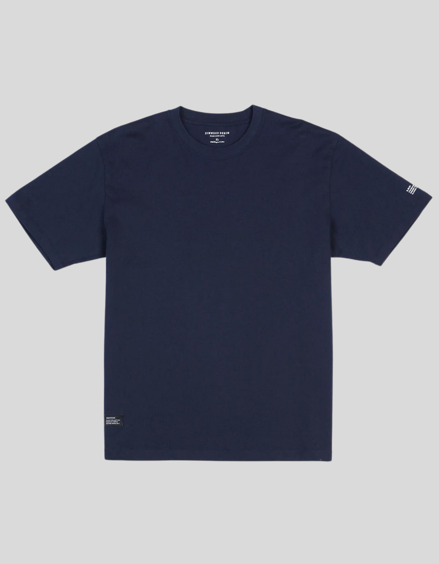 SIMWOOD Men's Navy Blue Drop Sleeve 250g T-shirt 100% Cotton