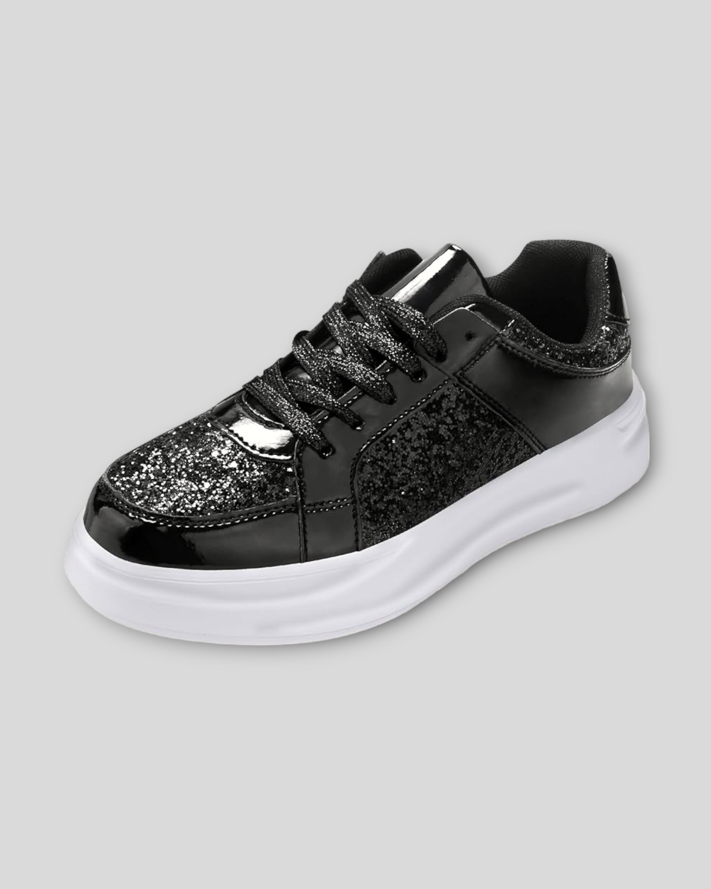 Women's Black Glitter Sneakers / Trainers / Shoes