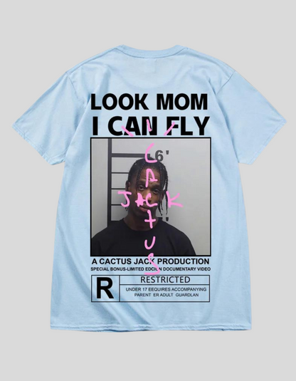 LOOK MOM I CAN FLY ( Travis Scott ) Short Sleeve T-shirts | Grey, Blue