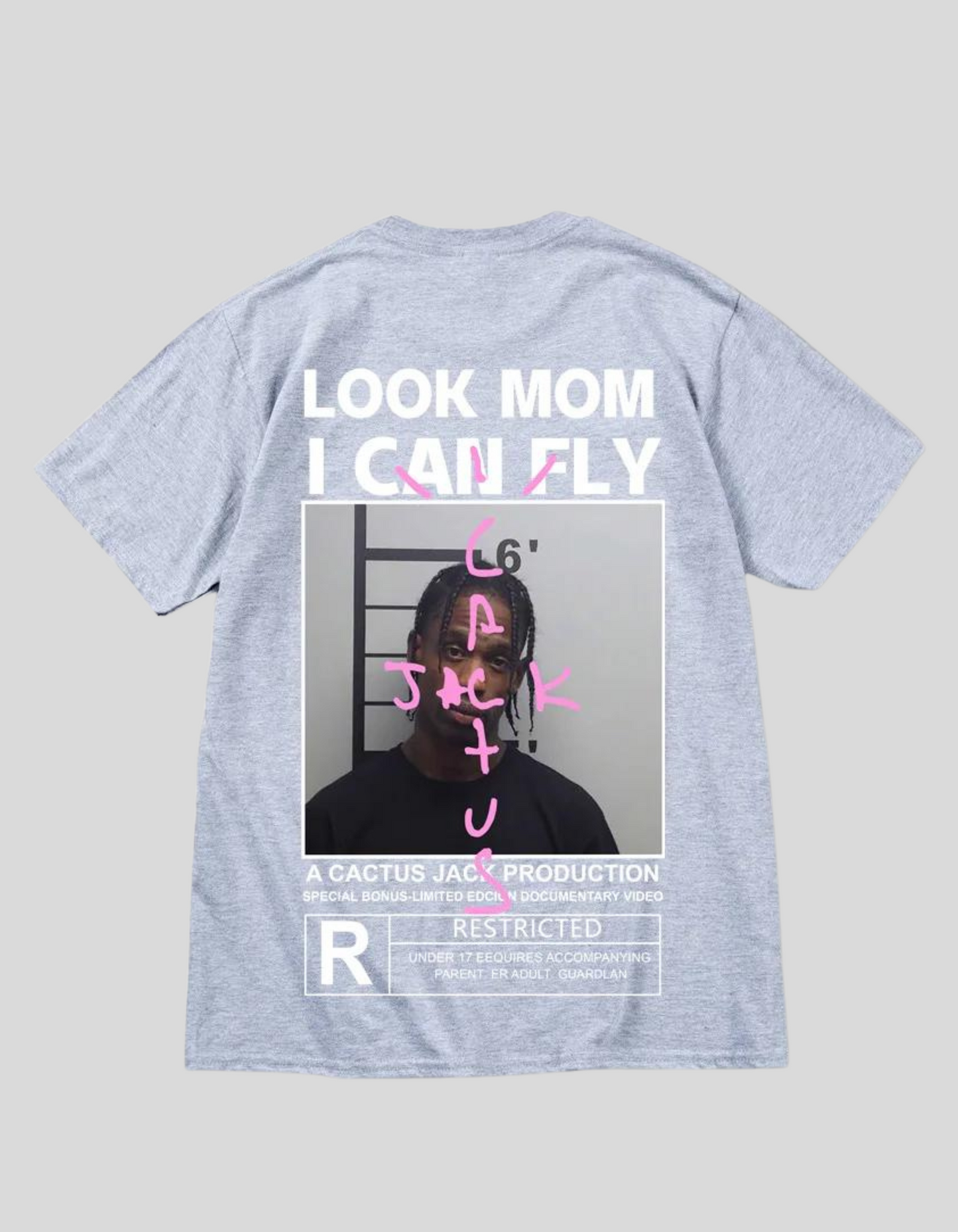 LOOK MOM I CAN FLY ( Travis Scott ) Short Sleeve T-shirts | Grey, Blue