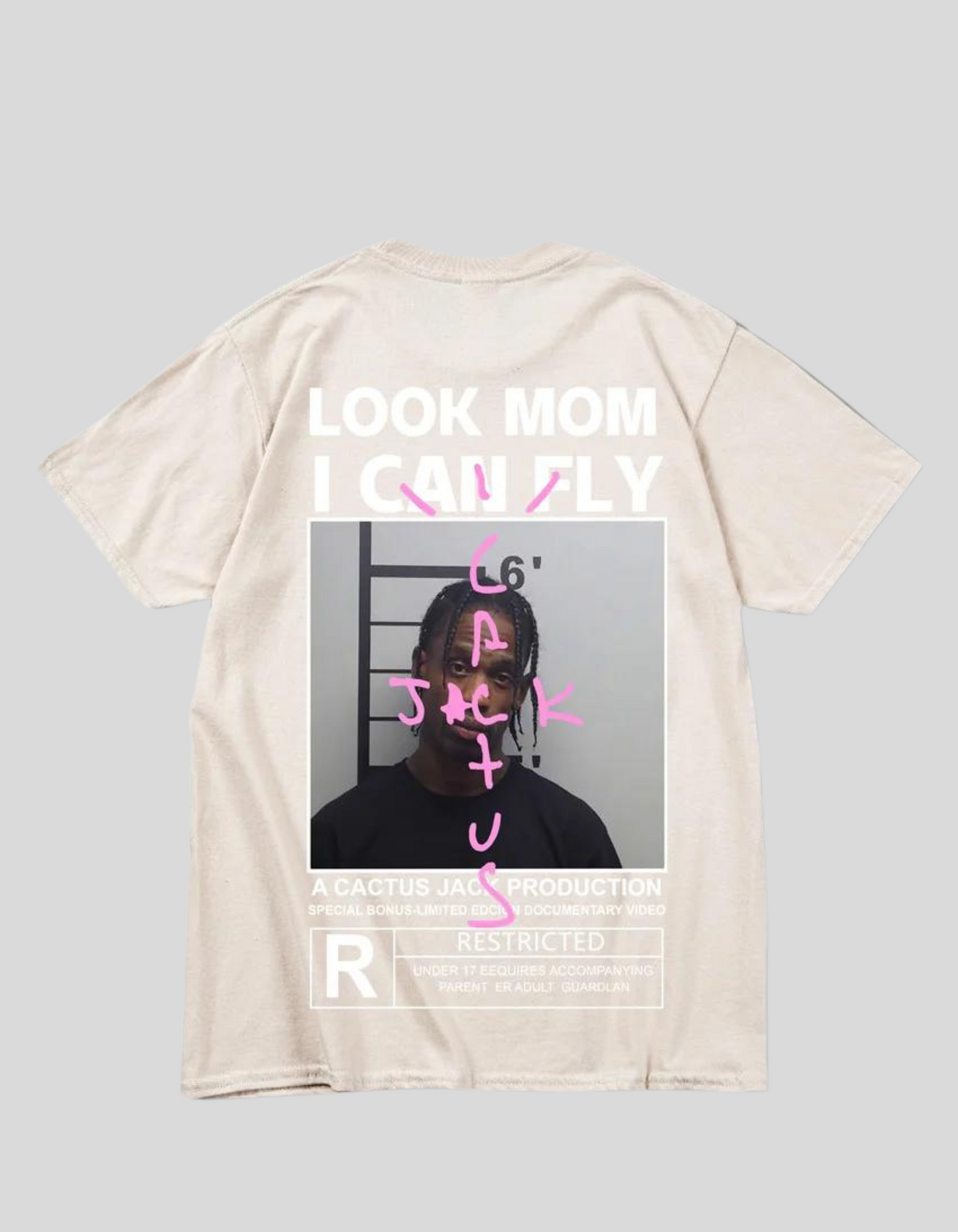 LOOK MOM I CAN FLY ( Travis Scott ) Short Sleeve T-shirts | Red, Beige