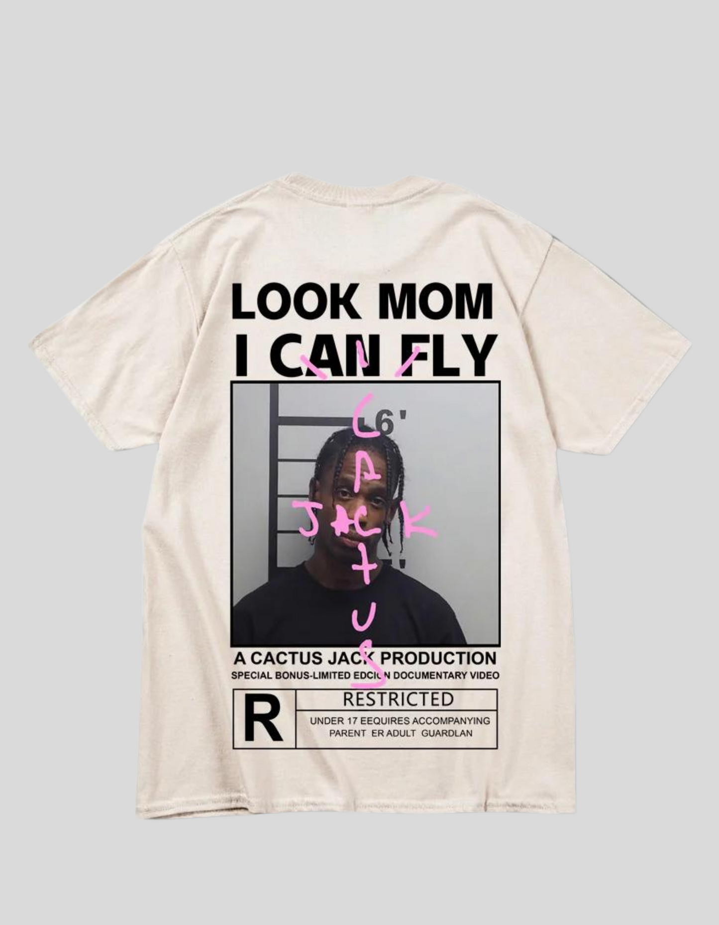 LOOK MOM I CAN FLY ( Travis Scott ) Short Sleeve T-shirts | Red, Beige