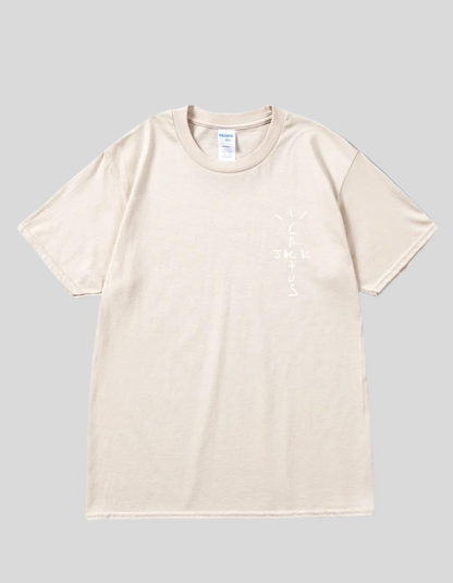 LOOK MOM I CAN FLY ( Travis Scott ) Short Sleeve T-shirts | Beige, Red