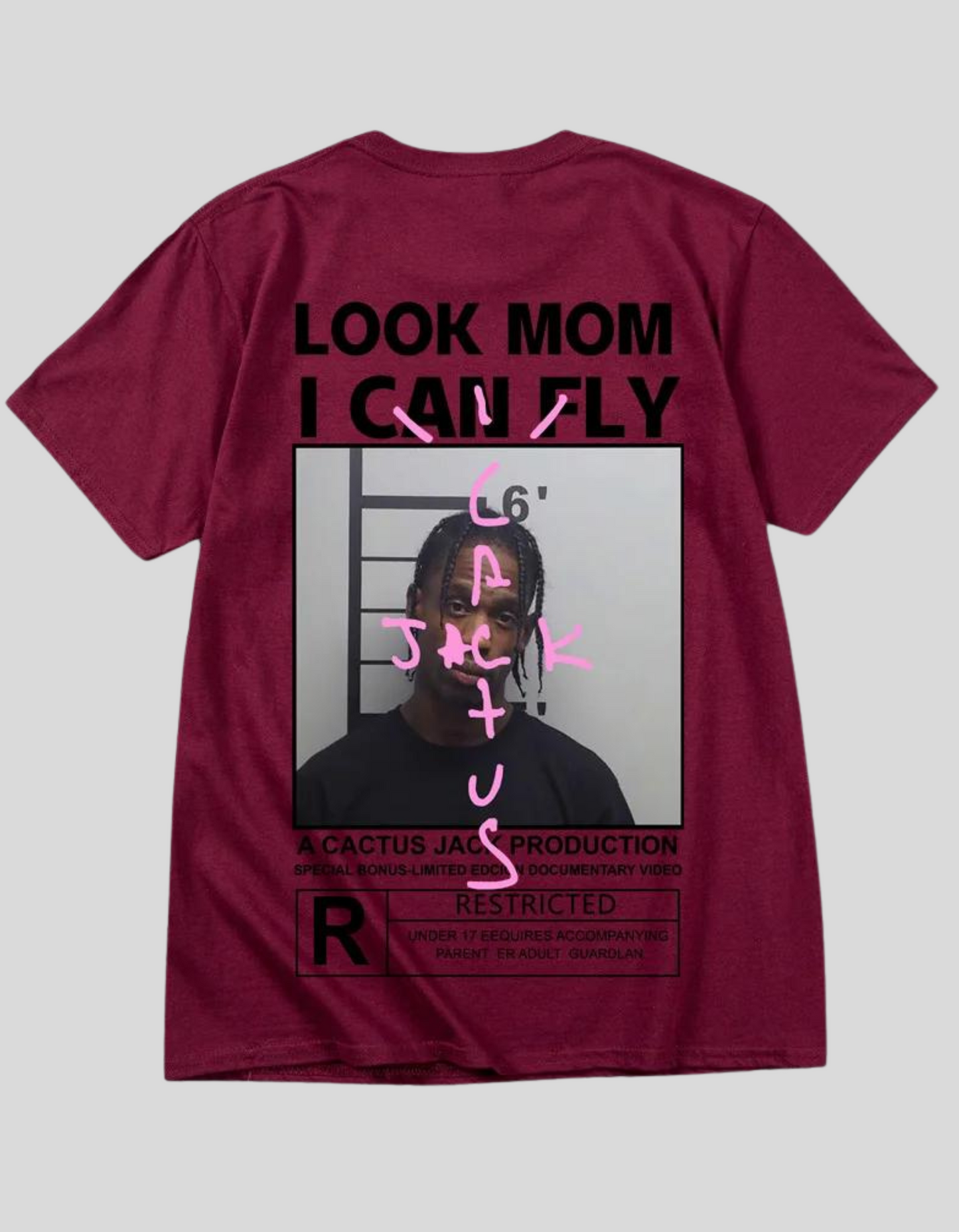 LOOK MOM I CAN FLY ( Travis Scott ) Short Sleeve T-shirts | Red, Beige