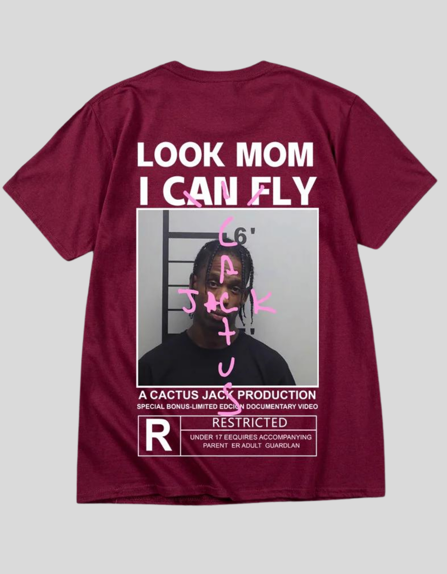 LOOK MOM I CAN FLY ( Travis Scott ) Short Sleeve T-shirts | Red, Beige