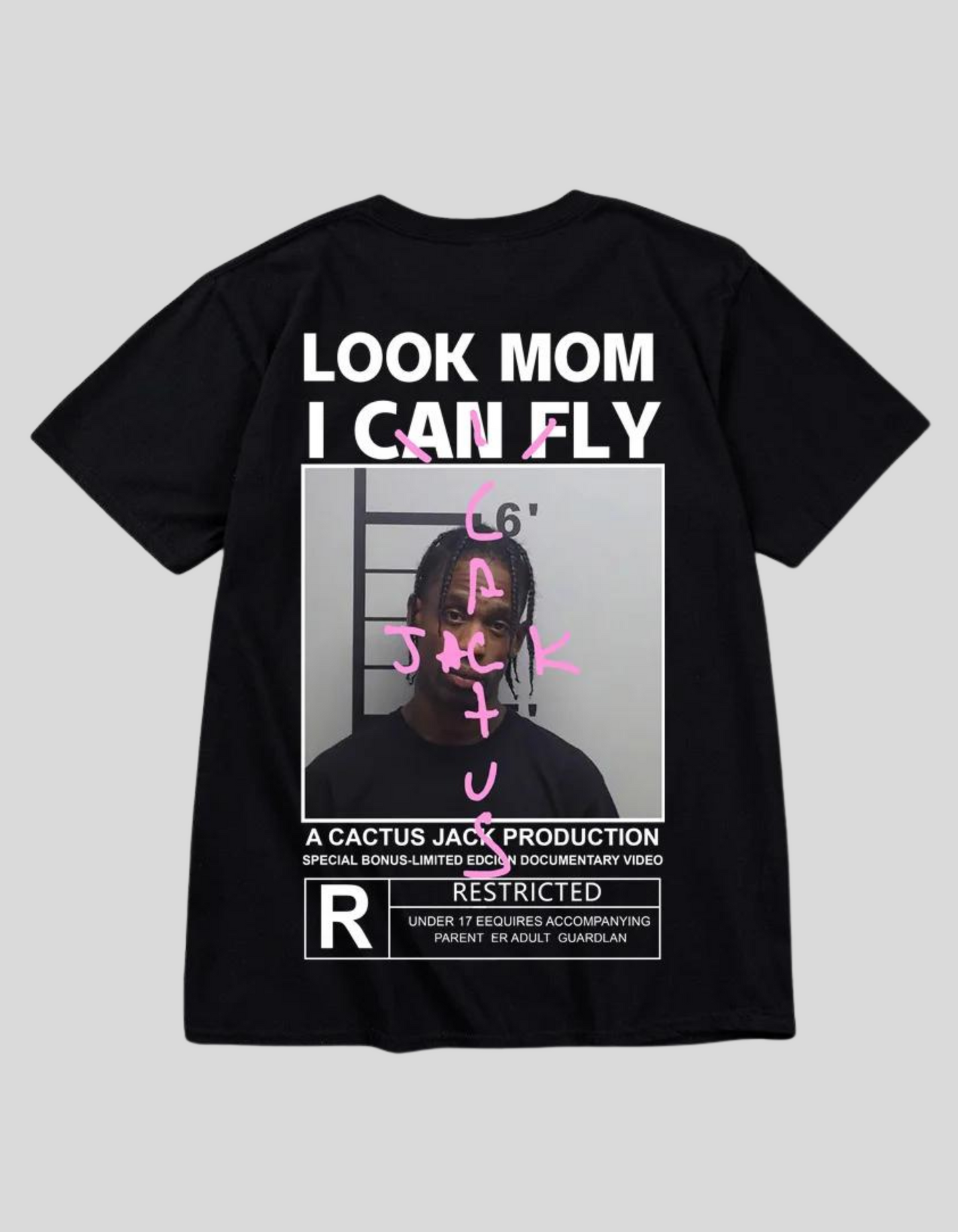 LOOK MOM I CAN FLY ( Travis Scott ) Short Sleeve T-shirts | Black, Pink