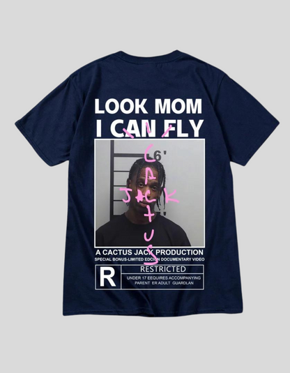 LOOK MOM I CAN FLY ( Travis Scott )Short Sleeve T-shirts | White, Blue