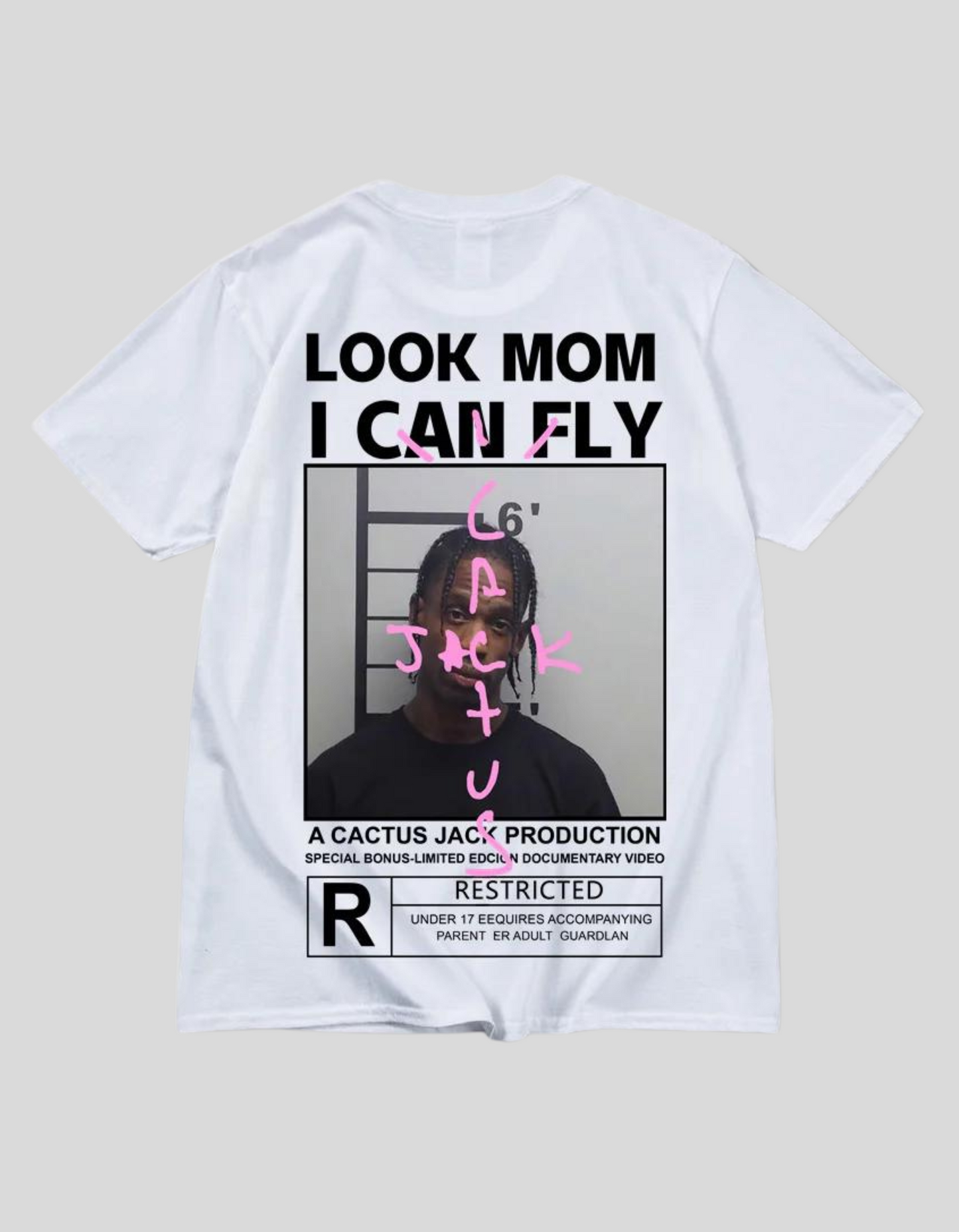 LOOK MOM I CAN FLY ( Travis Scott )Short Sleeve T-shirts | Blue, White