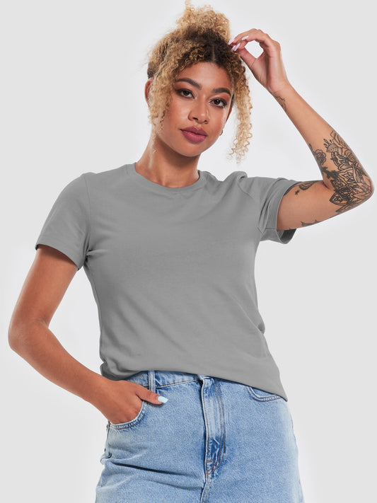 Gildan Women's 63000 Short Sleeve Soft Style Cotton T-Shirt. Light Gray, Dark Gray