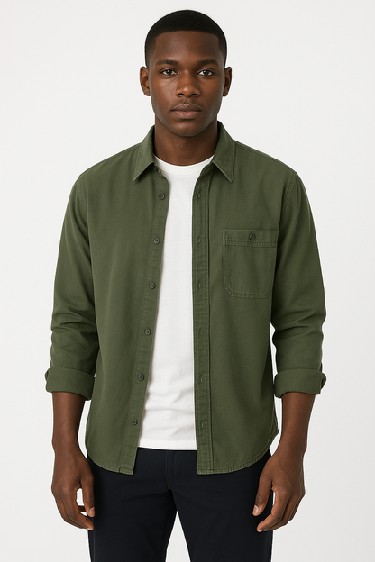 Cargo Long Sleeve Turn-down Collar Shirt
