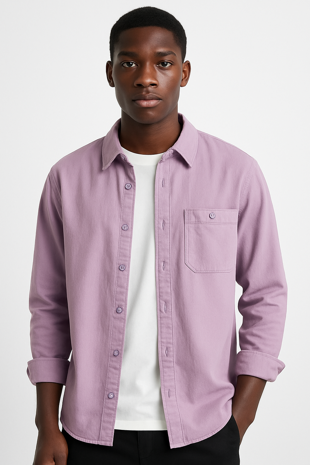 Cargo Long Sleeve Turn-down Collar Shirt
