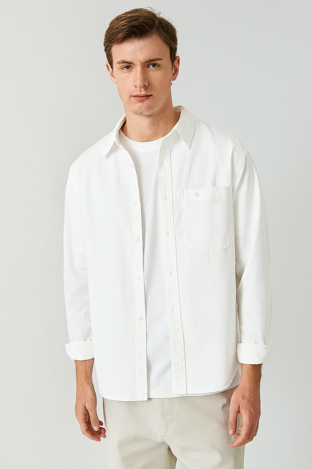 Cargo Long Sleeve Turn-down Collar Shirt