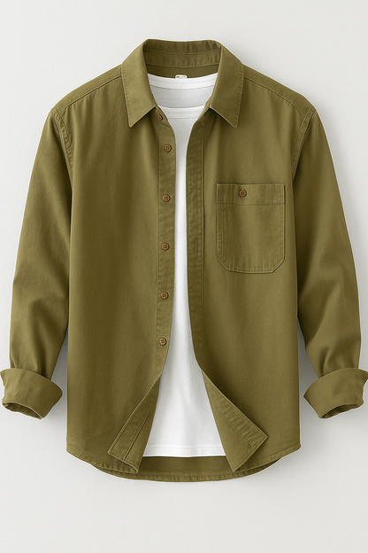 Cargo Long Sleeve Turn-down Collar Shirt