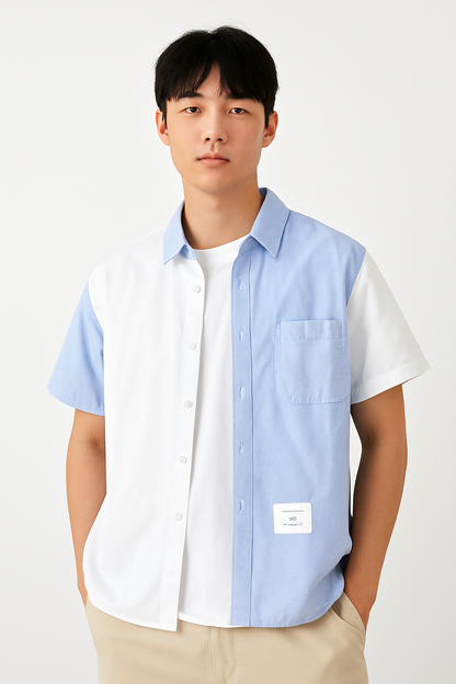 100% Cotton Casual Patchwork Shirt