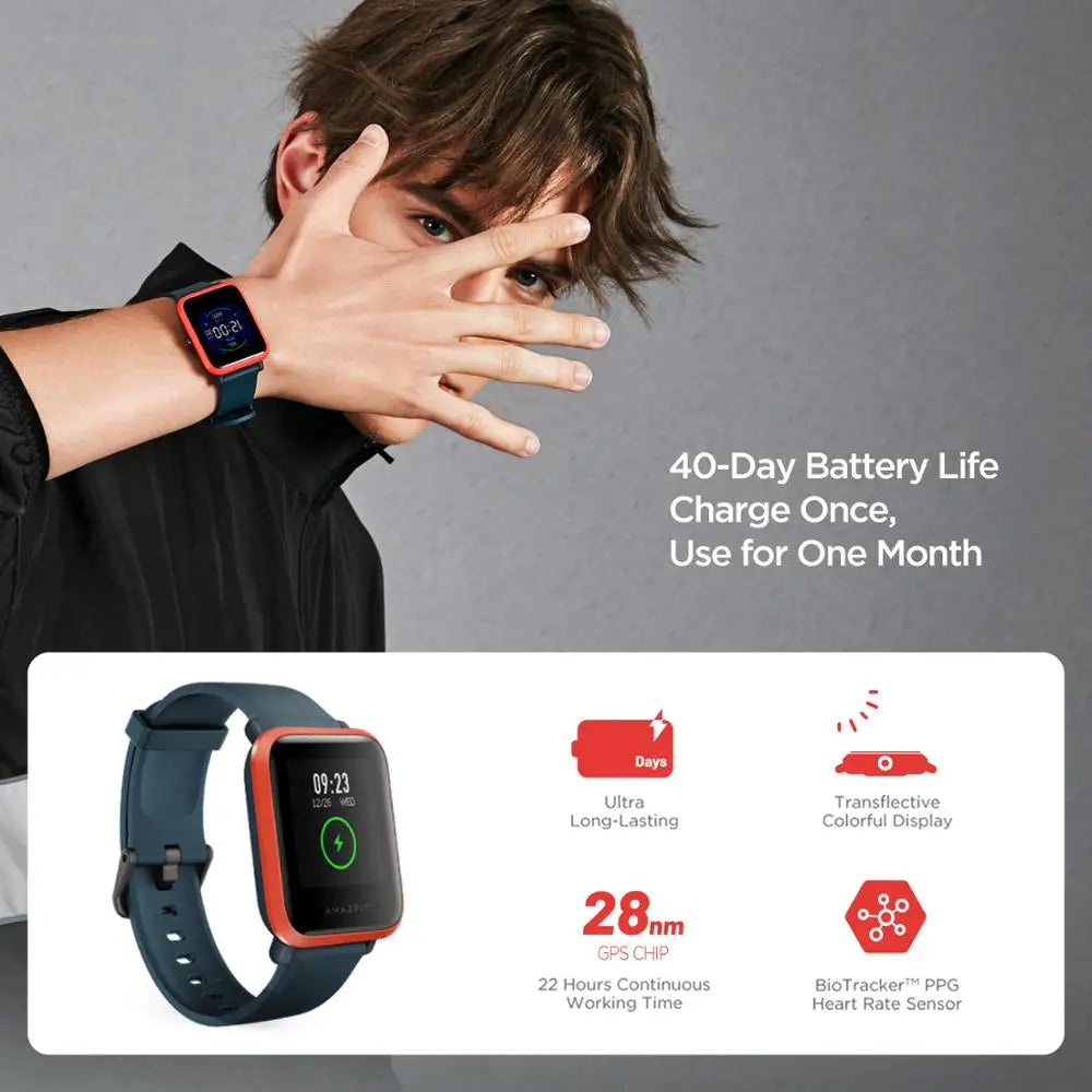 Amazfit Bip S Smartwatch 5ATM waterproof built in GPS GLONASS Smart Watch for Android iOS Phone