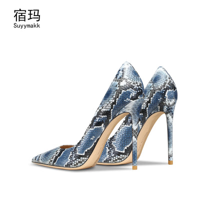 Heels For Women 2024 Luxury Women's Pumps Snake Pattern High Heels Shoes Sexy Wedding Shoes Female Stiletto Shoes Ladies Shoes