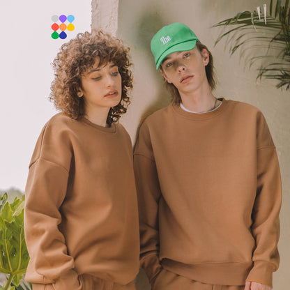 INFLATION Thick Fleece Sweatshirt, Loose Crew Neck | Grey, Blue