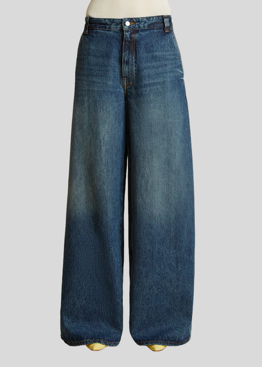 Men's Vintage  Blue Denim Baggy Jeans, Wide Legs