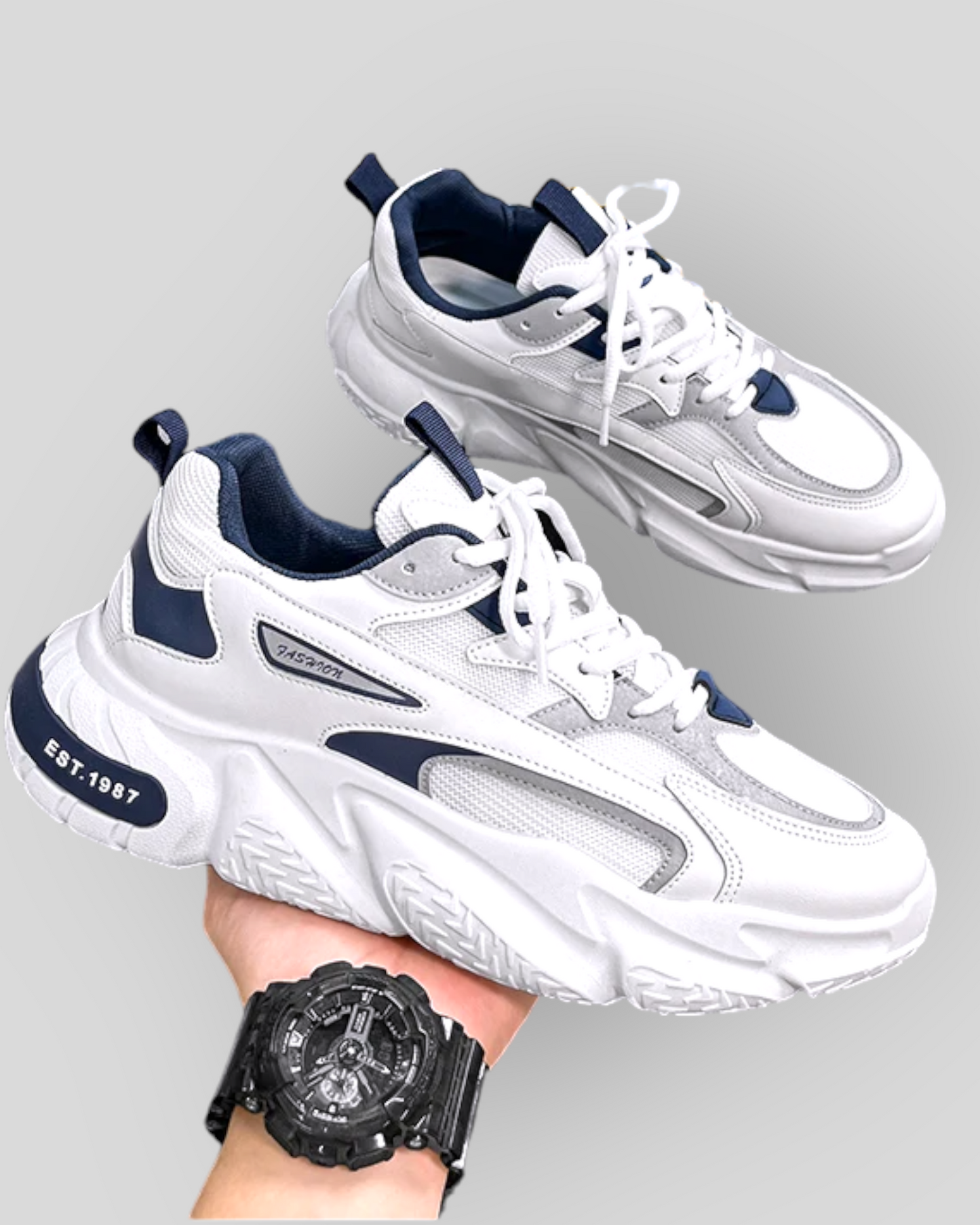 Men's Versatile Chunky White blue Sneakers/ Trainers/ Shoes