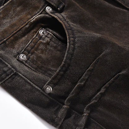 UrbanFade Pleated Denim Baggy StreetWorn Gradient Wide Leg Women's Jeans