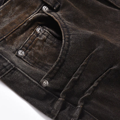 UrbanFade Pleated Denim Baggy StreetWorn Gradient Wide Leg Men's Jeans