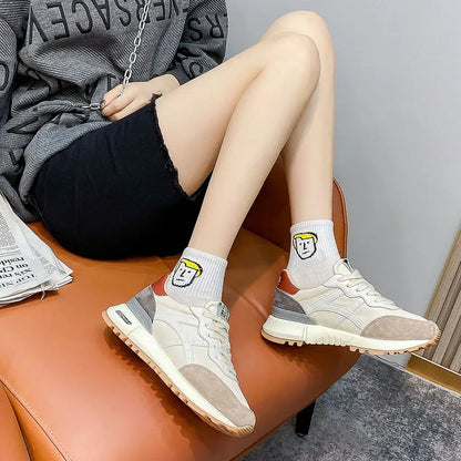 SOMILISS Women's Casual Sneaker Genuine Leather Pachwork Lightweight Breathable Ladies Fashion Running Shoes Platform Sneakers