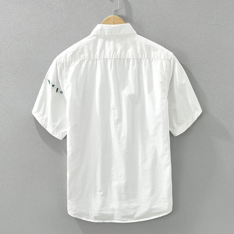 Casual Embroidery Short Sleeve Shirt