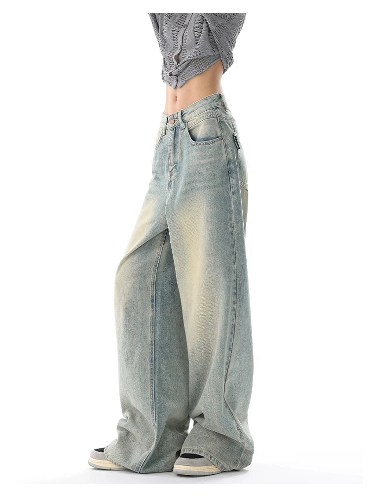 Women's Vintage High Waist Wide Leg Baggy Jeans