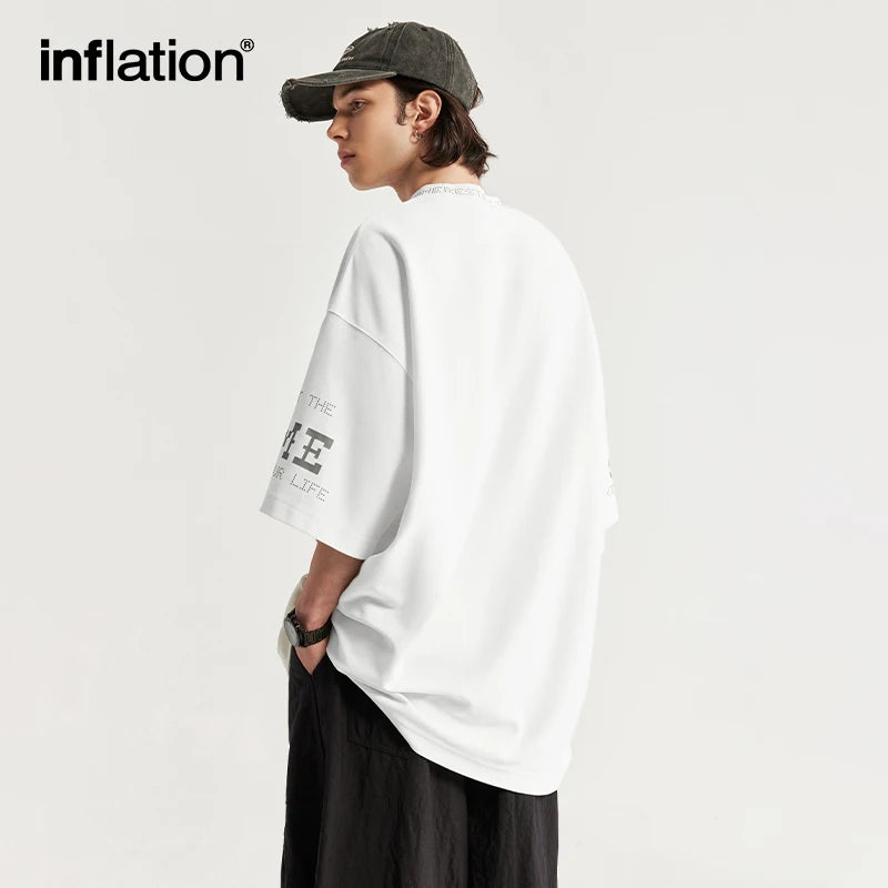 INFLATION Men's Puff Print Oversized T-shirts