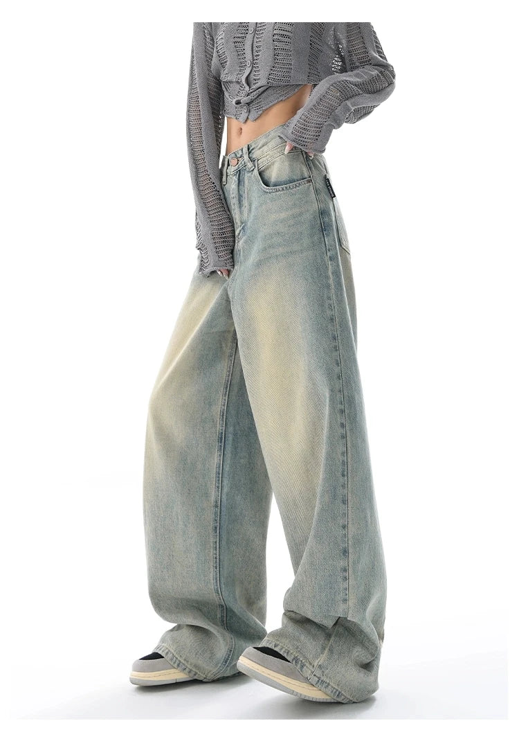 Women's Vintage High Waist Wide Leg Baggy Jeans