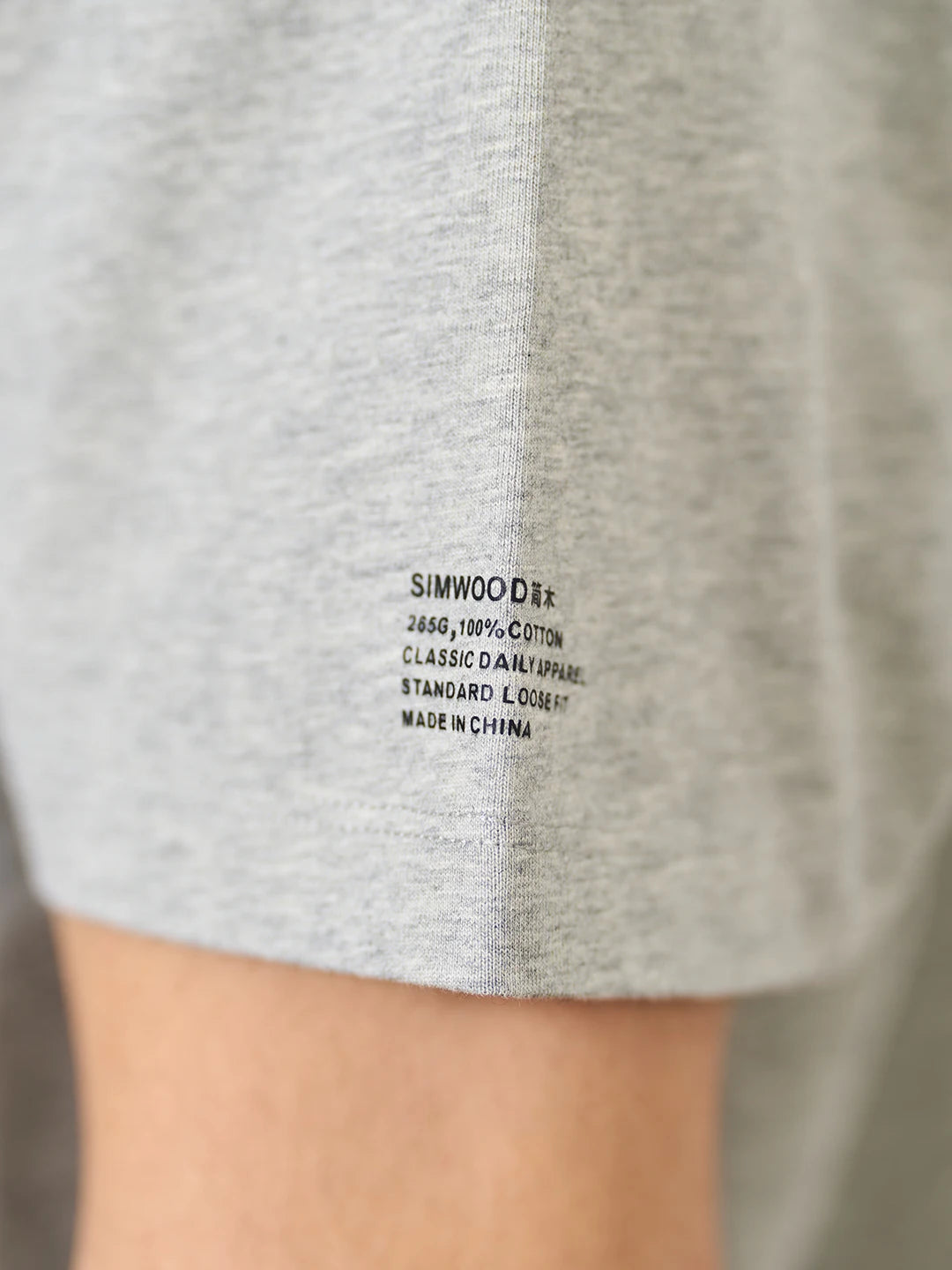 SIMWOOD Men's Grey Drop Sleeve 250g T-shirt 100% Cotton