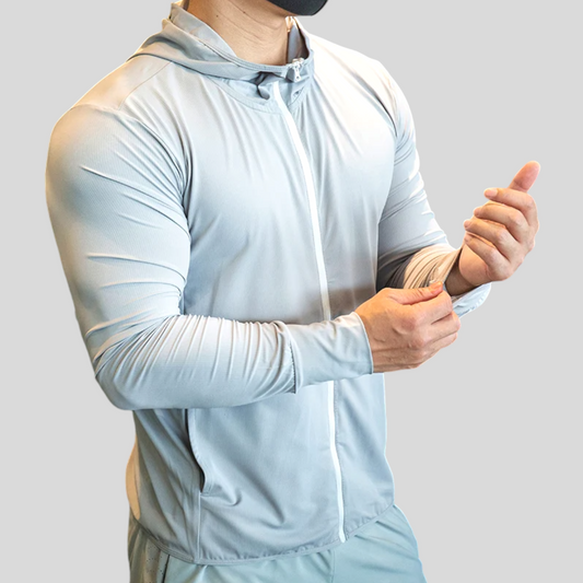 Activewear Gym Jacket Zipper, Light grey, Green