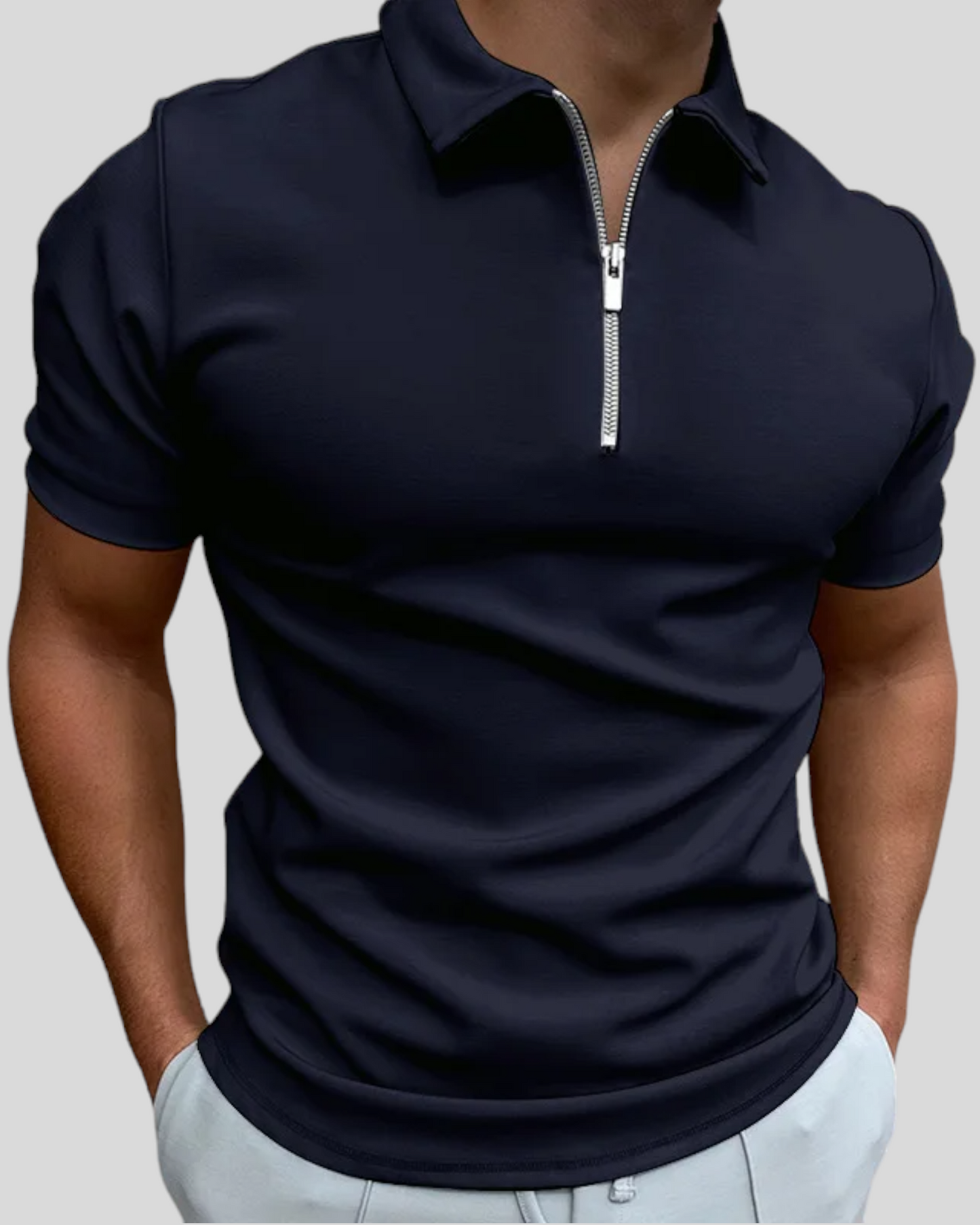 Men's Polo Golf T-Shirt Short Sleeve, Navy, White, Light Gray