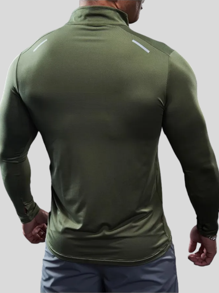 Men's Shield Activewear, Long Sleeve Tight Top tee, Green, Gray