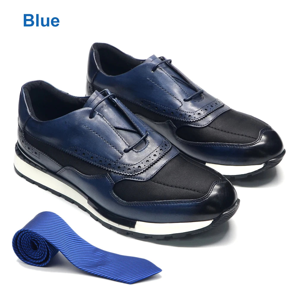 XEBOS Blue Leather Lace-Up Shoes