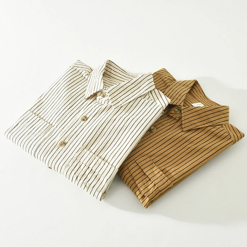 100% Cotton Simple Striped Long Sleeve Shirt