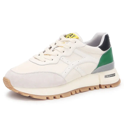 SOMILISS Women's Casual Sneaker Genuine Leather Pachwork Lightweight Breathable Ladies Fashion Running Shoes Platform Sneakers